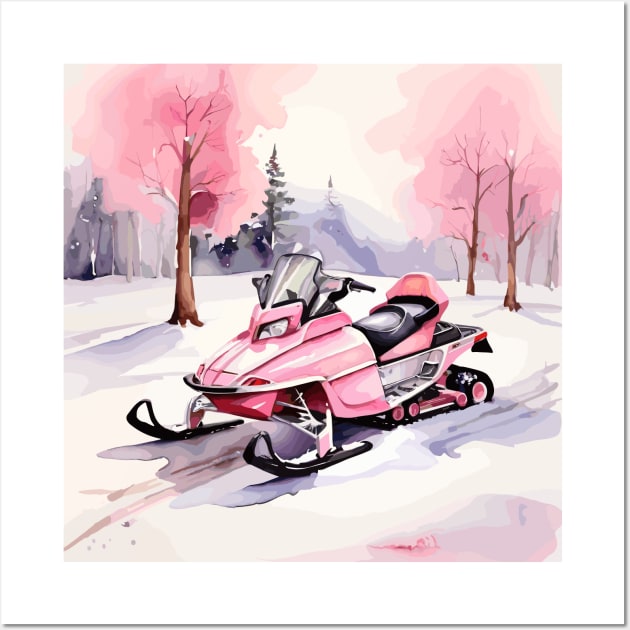 Pink Snowmobile Wall Art by Siha Arts